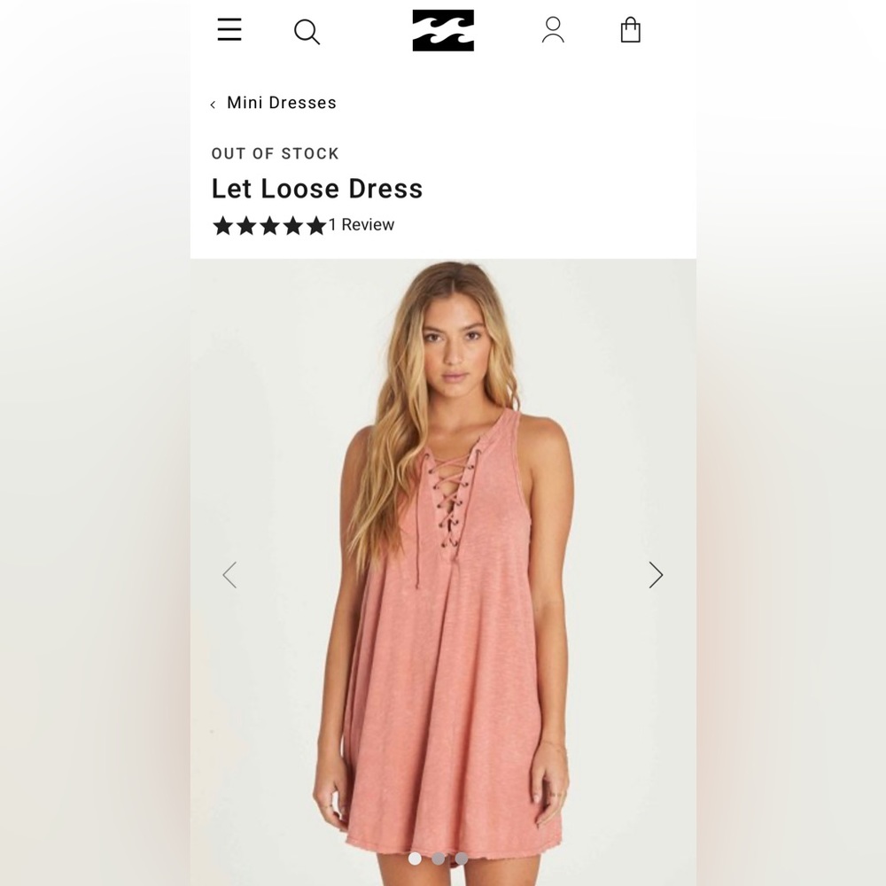 Billabong Let Loose Dress in Sunburnt, size M